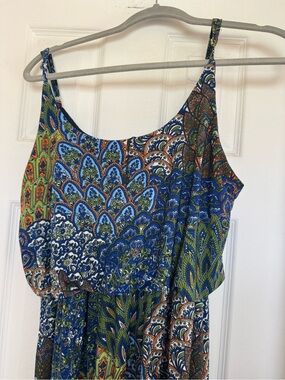 5th & Love Blue and Green Midi Dress with Paisley Print